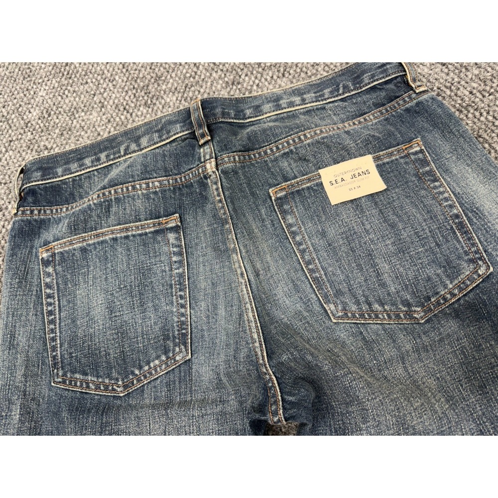 Outerknown SEA Selvedge Jeans Men's 33x34 Dark Blue Denim Organic Cotton - Picture 12 of 16